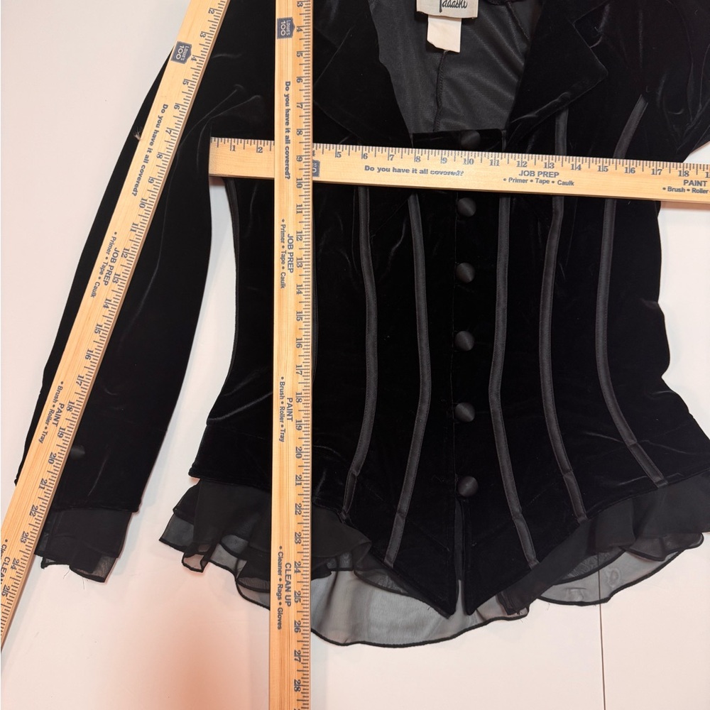 Tadashi Shoji Black Velvet Fitted Blazer - Picture 8 of 8